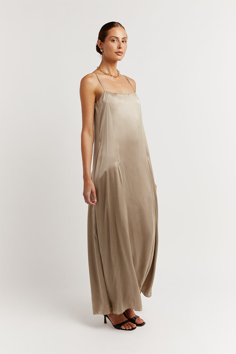 EVANS STONE SILK SLIP MIDI DRESS