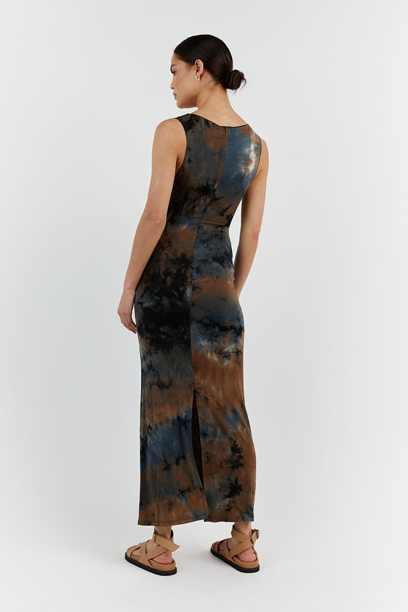 MILLEN BLUE TIE DYE MIDI DRESS