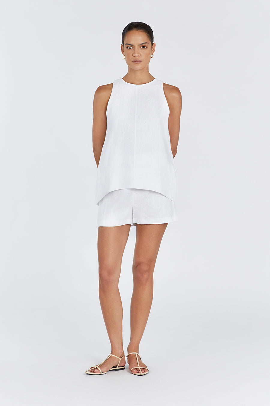 MEG WHITE LINEN SMOCK TOP