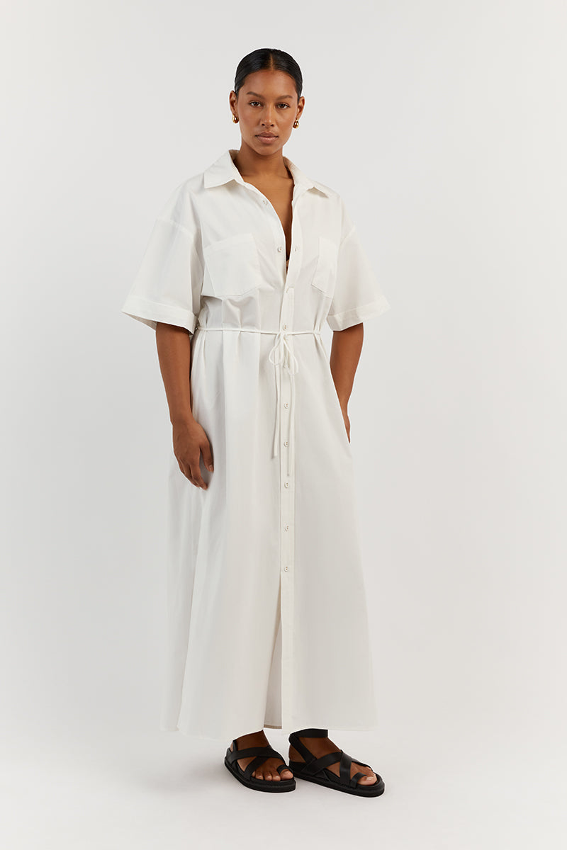 MAXIE WHITE COTTON SHIRT DRESS