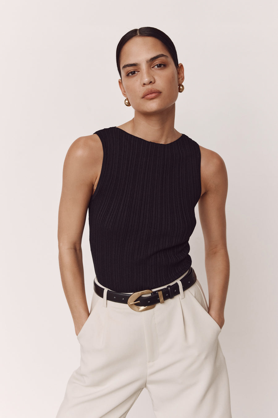 SIENNA BLACK KNIT TANK