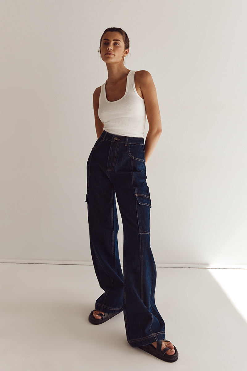 BRODY INDIGO MID RISE CARGO