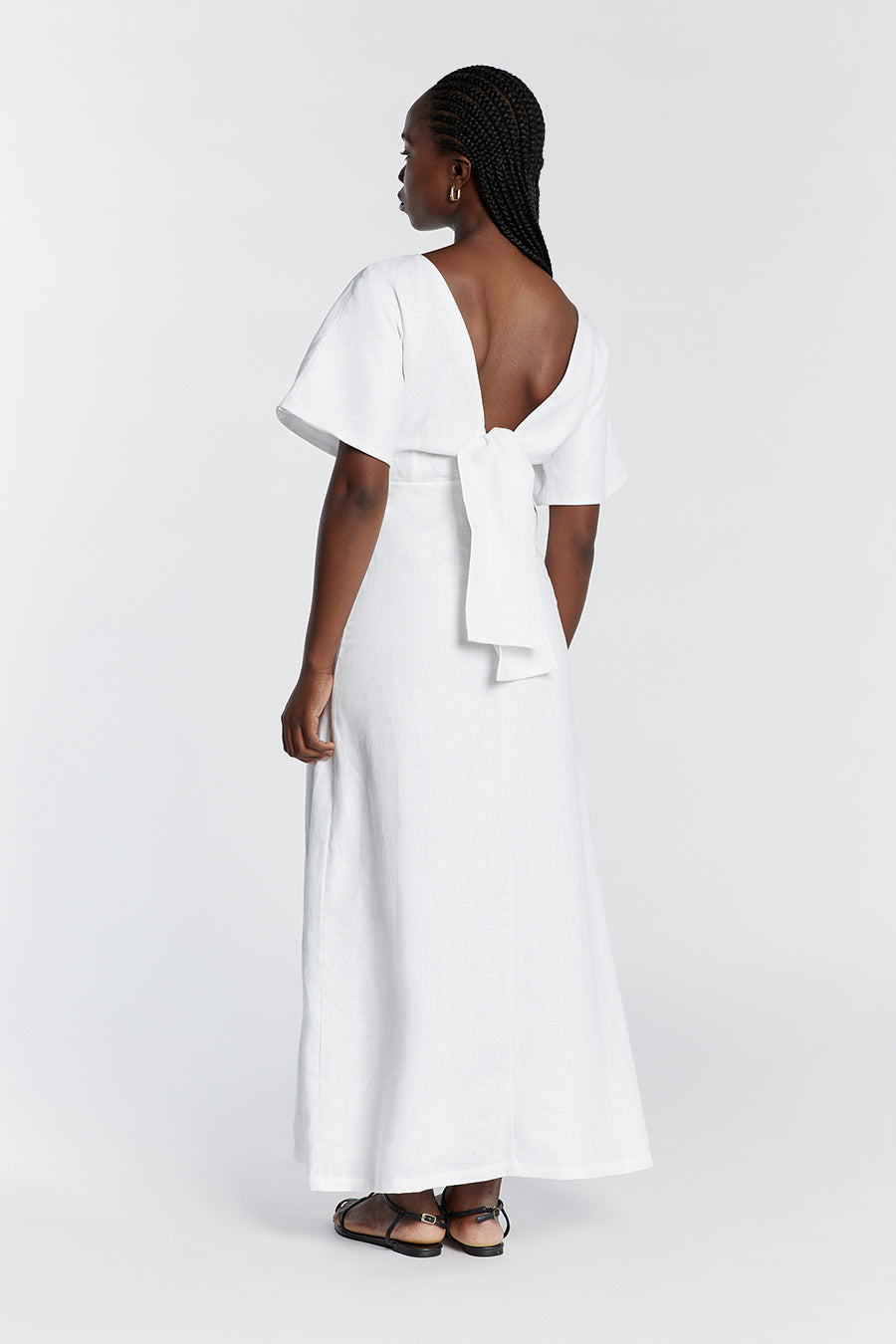 LYNDAL WHITE LINEN MIDI DRESS
