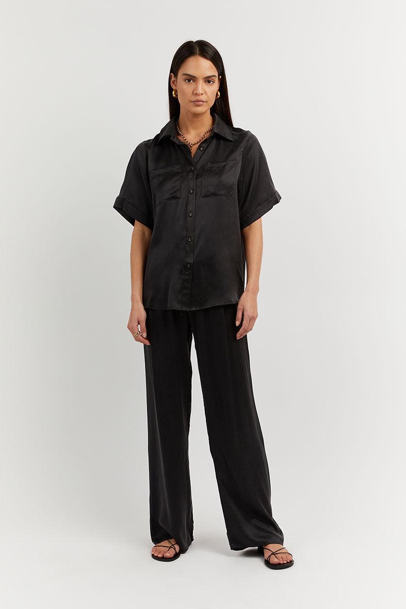 EVANS BLACK SILK VACATION SHIRT