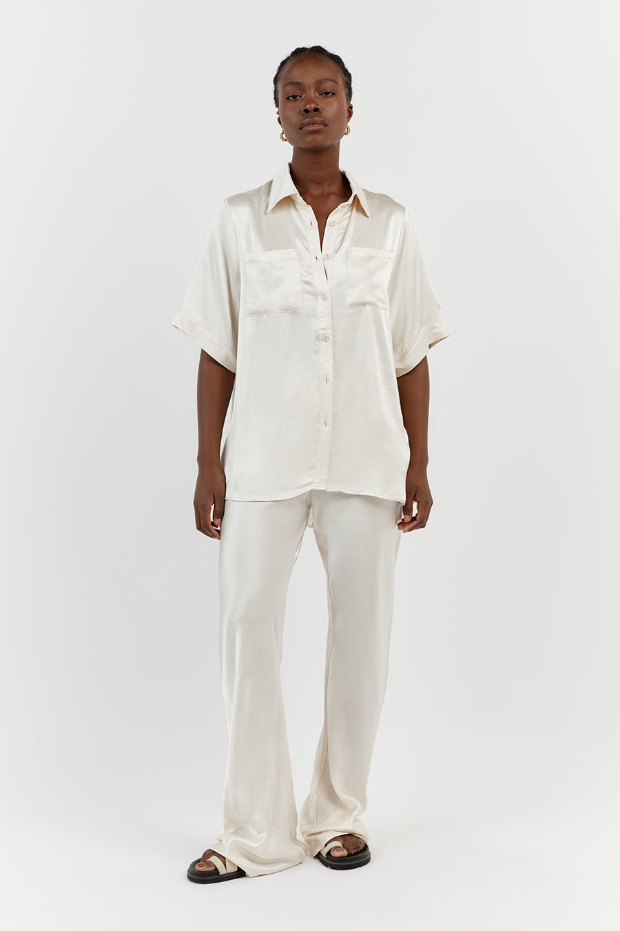 SIMONE PEARL SATIN BIAS CUT PANT