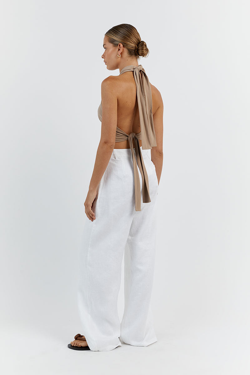 AMALFI TAUPE HALTER CROP TOP