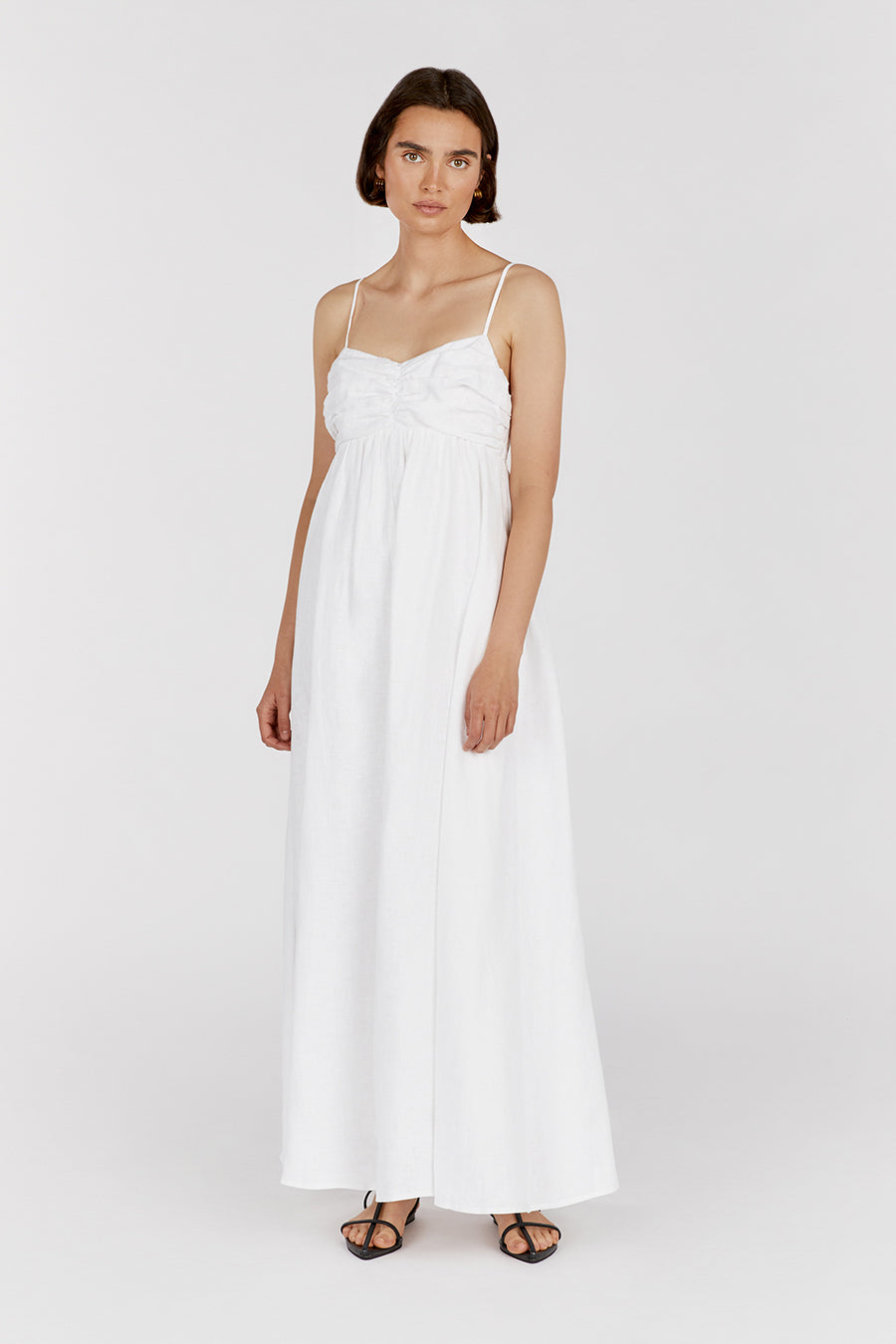 DALLAS WHITE LINEN MAXI DRESS