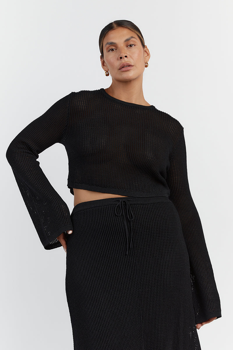 OPHELIA BLACK LONG SLEEVE CROP