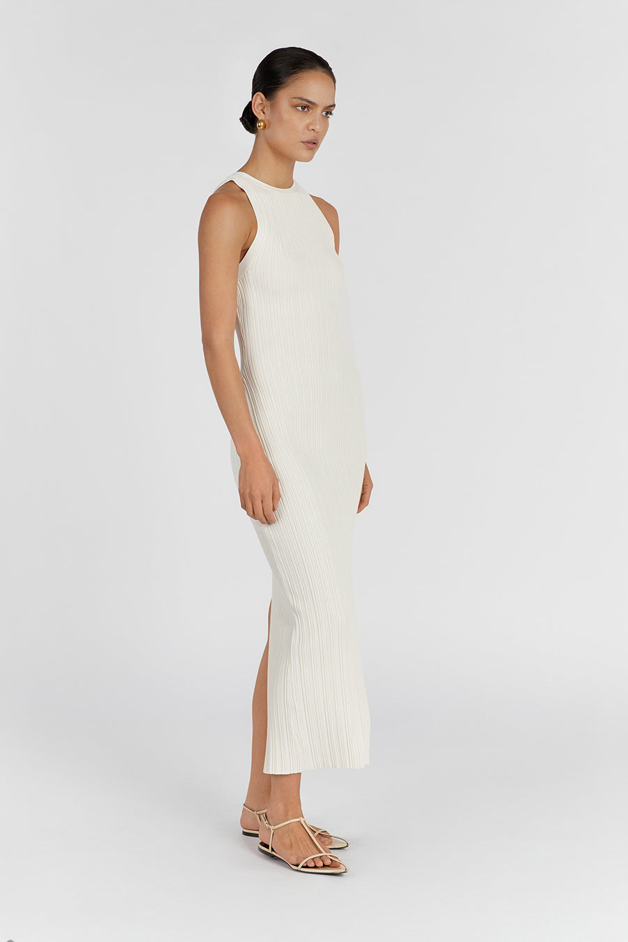 ANDERS CREAM KNIT MIDI DRESS