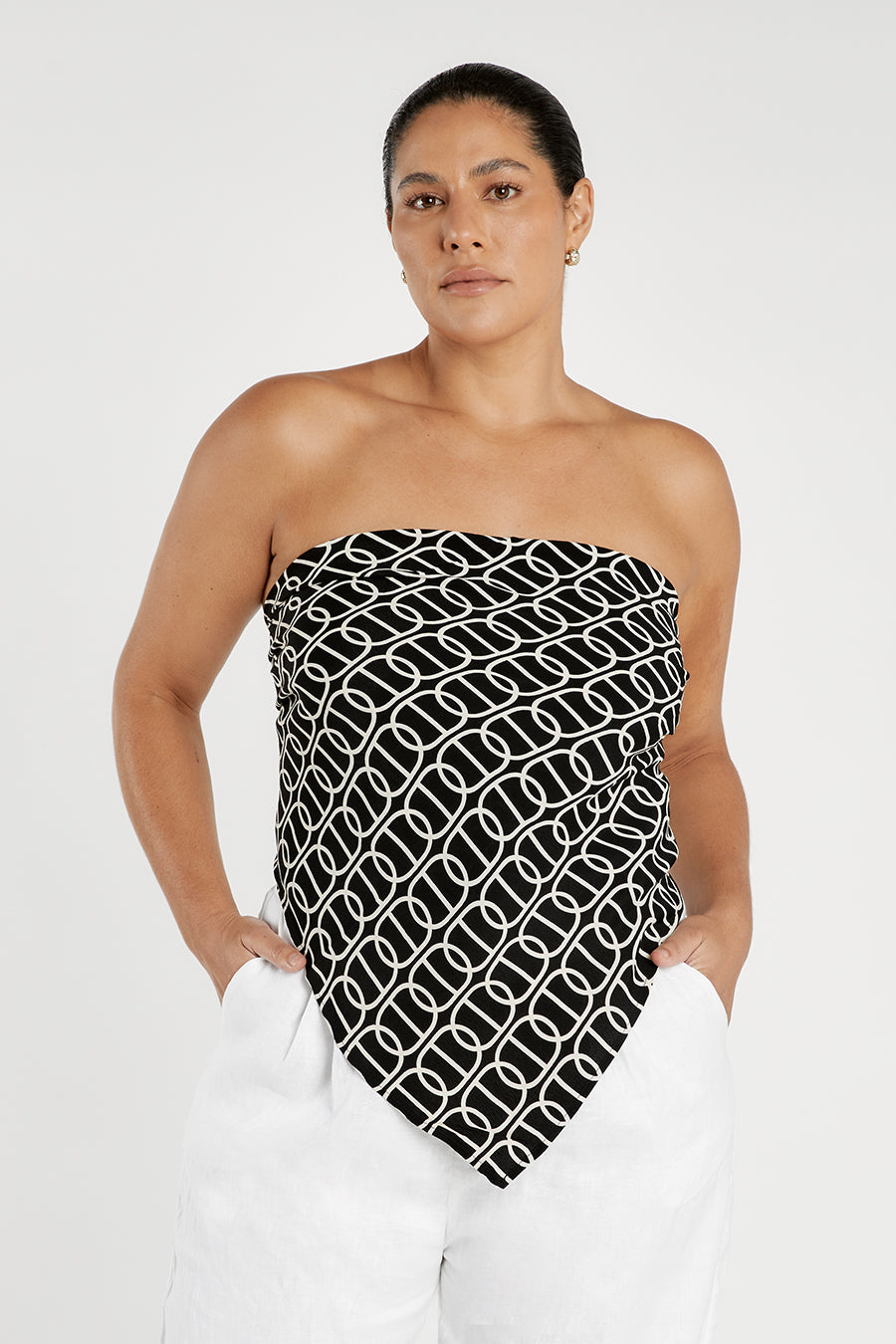 IZZIE CHAIN PRINTED SCARF TOP