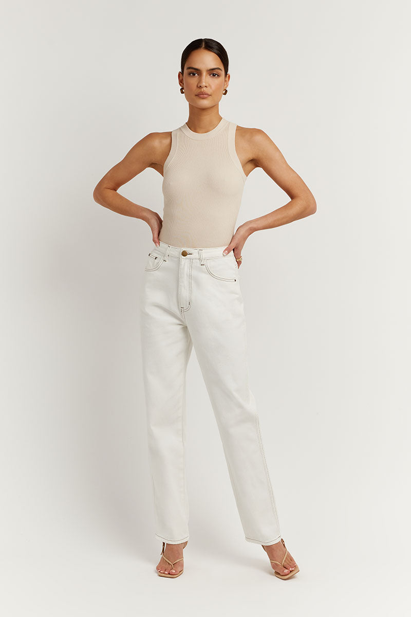 AGNES OFF WHITE STRAIGHT DENIM JEAN