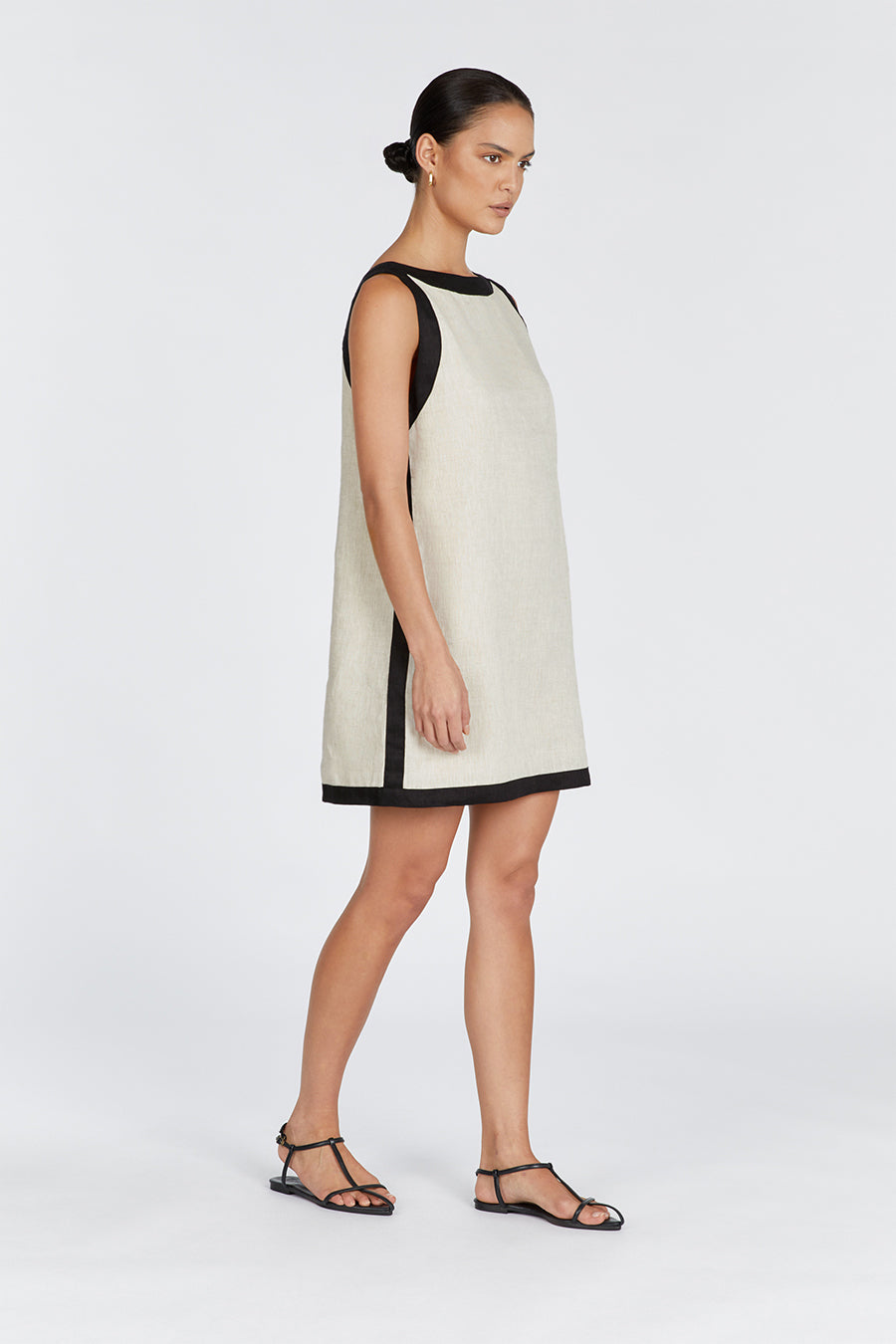 ZURI NATURAL LINEN MINI DRESS
