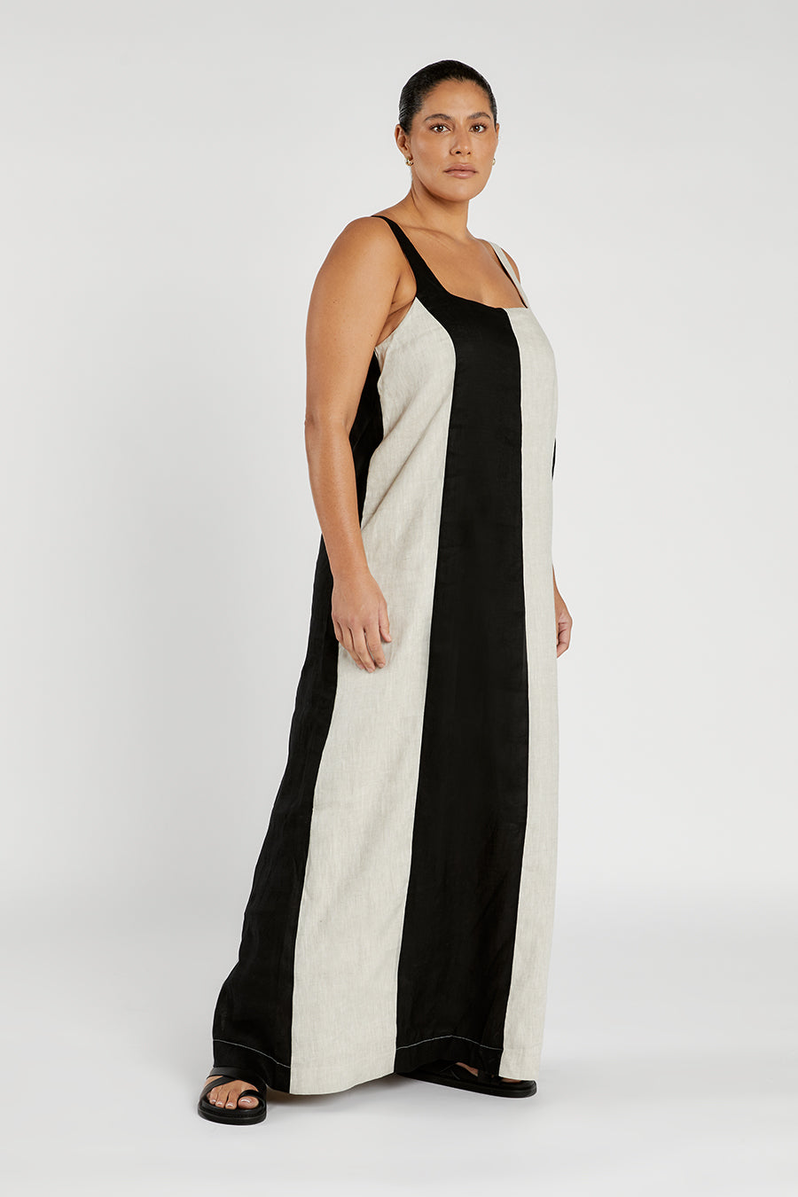 AGI NATURAL COLOUR BLOCK MAXI DRESS