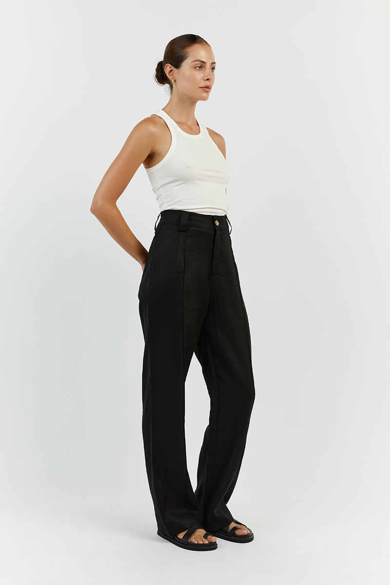 LOGAN BLACK LINEN PANT