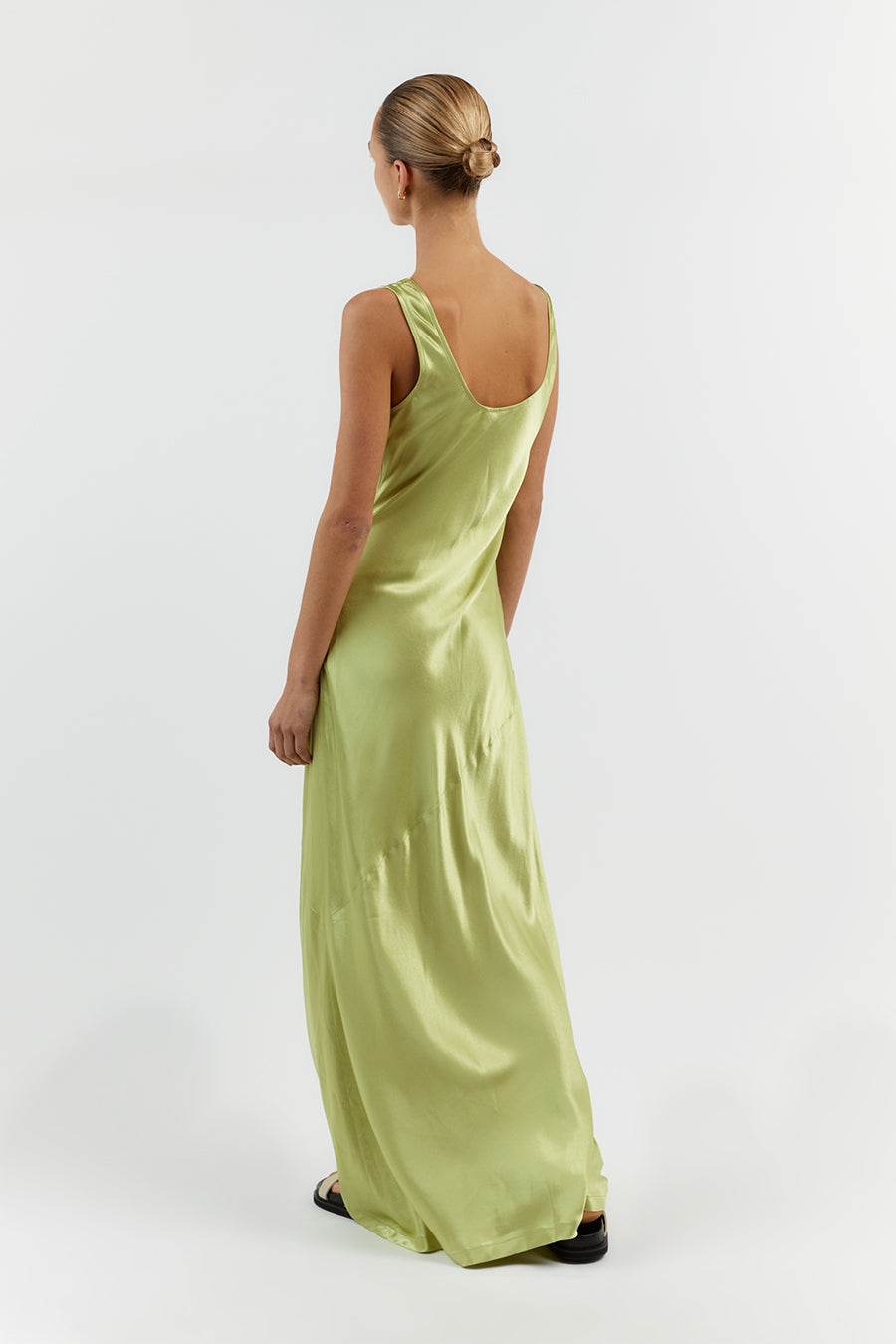 LEA LIME SATIN MAXI DRESS