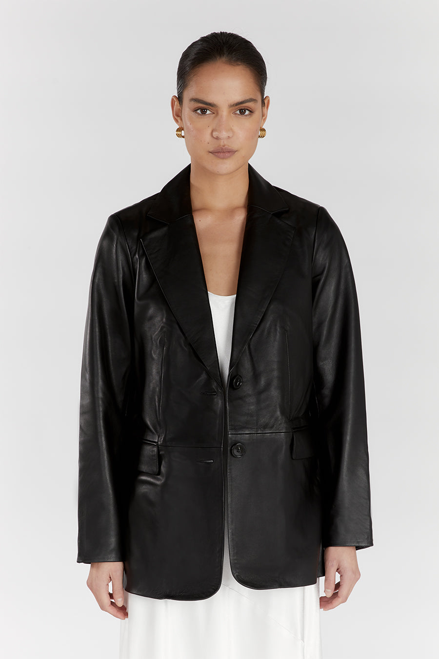 MILO BLACK LEATHER BLAZER