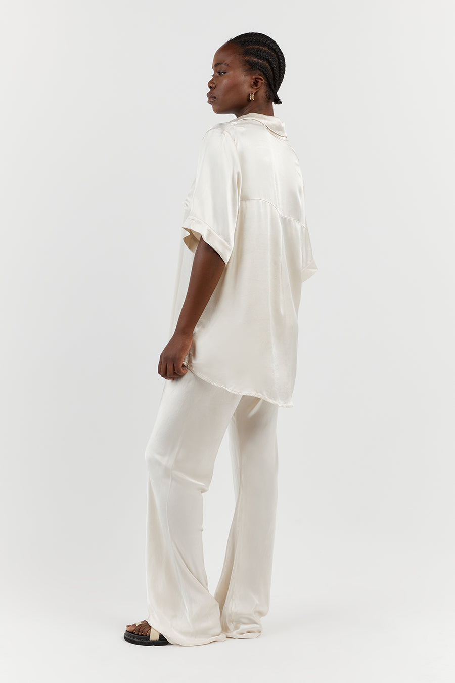 SIMONE PEARL SATIN BIAS CUT PANT