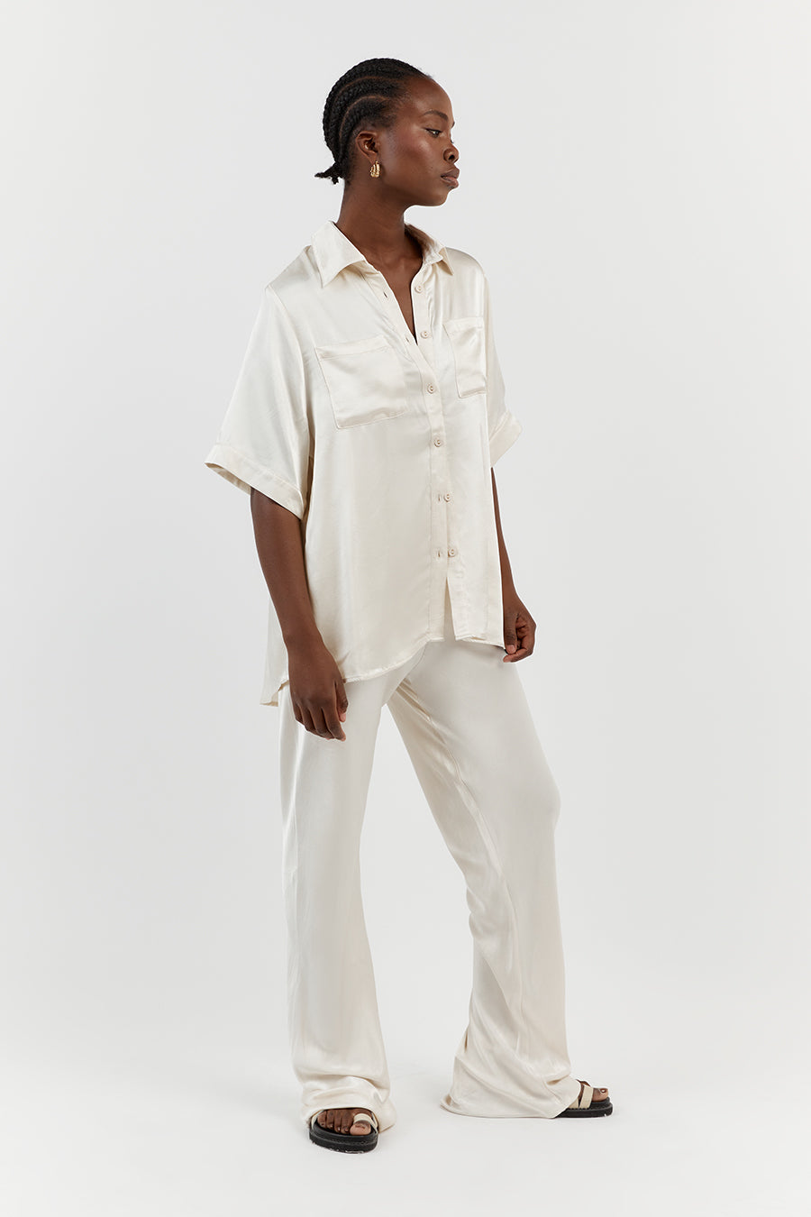 SIMONE PEARL SATIN BIAS CUT PANT