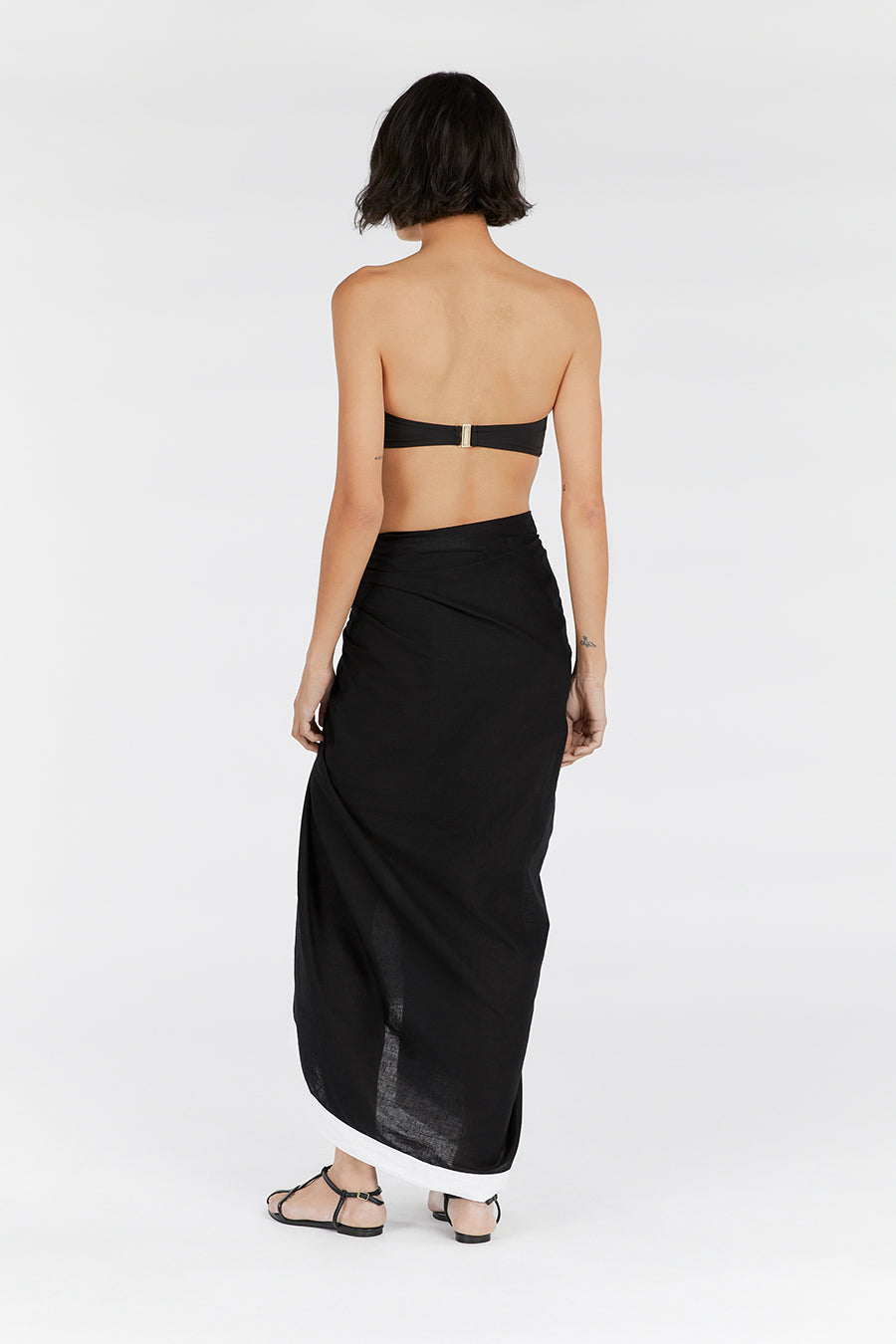 CALLIE BLACK CONTRAST LINEN SARONG