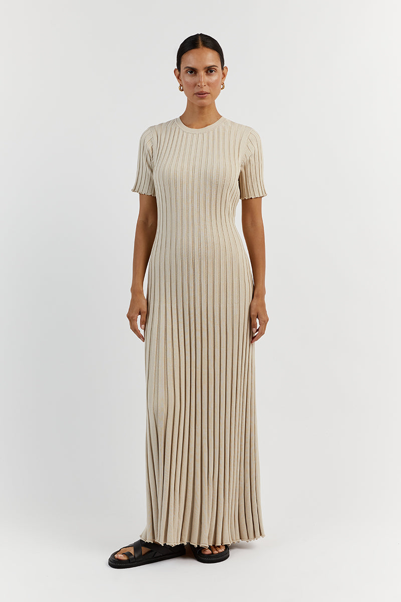 ADA STONE SHORT SLEEVE MIDI DRESS