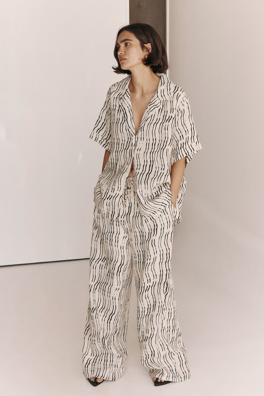 CLAIR CREAM STRIPE LINEN PANT