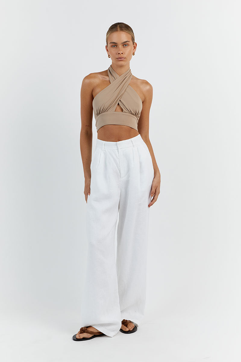 AMALFI TAUPE HALTER CROP TOP