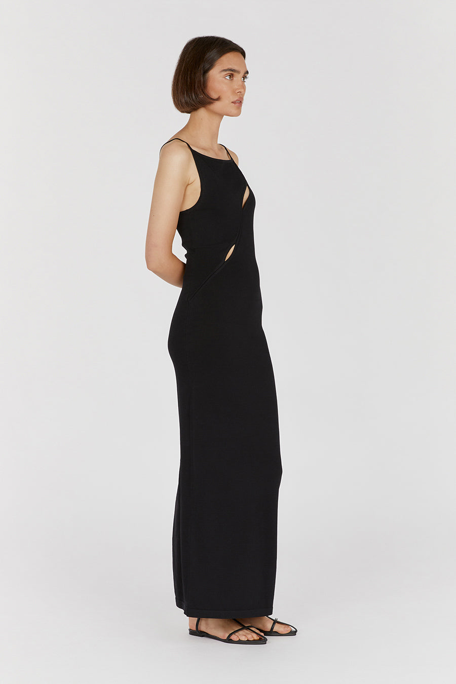CORA BLACK KNIT MAXI DRESS