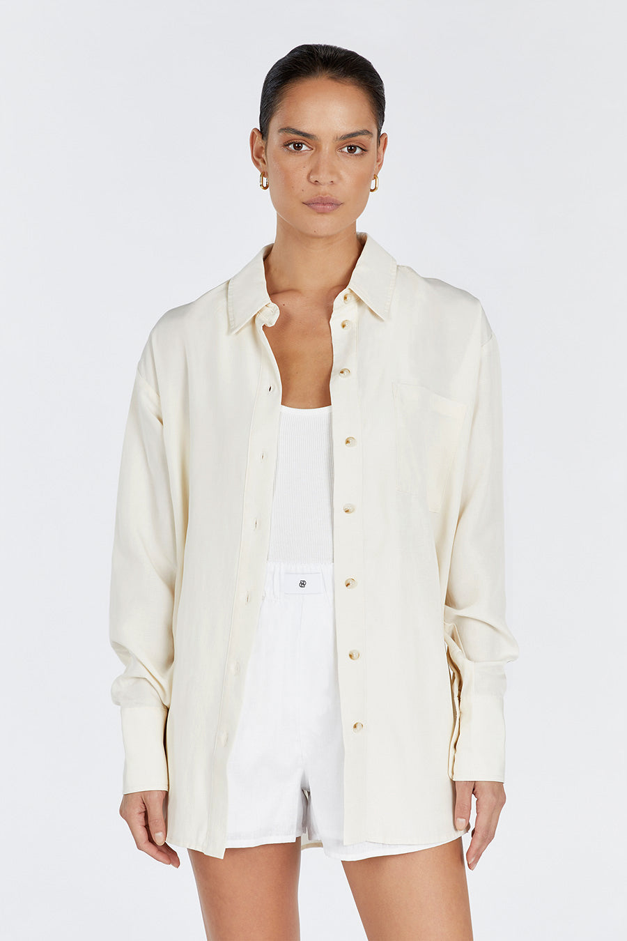 AKASHA TENCEL BLEND BUTTERMILK SHIRT
