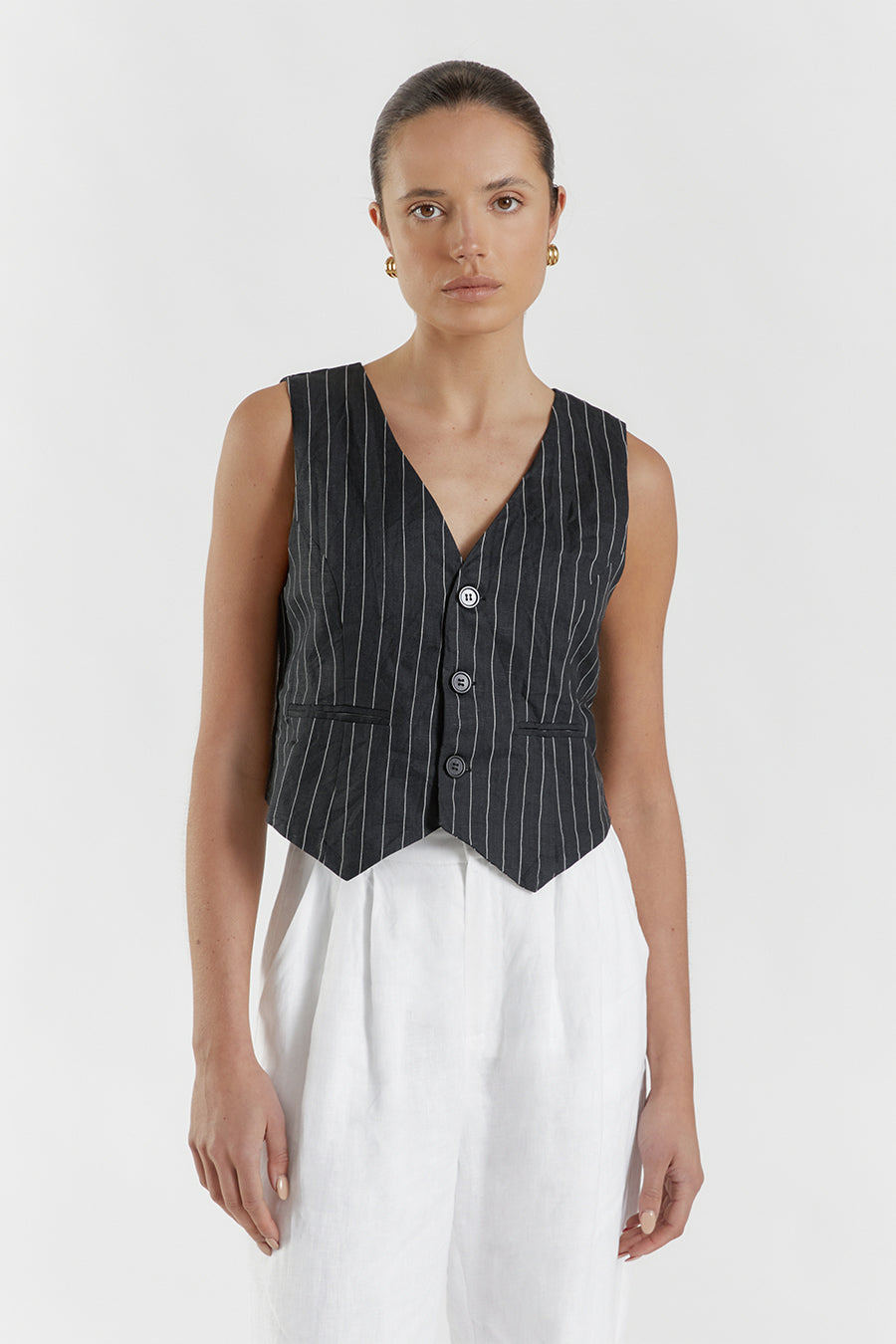 MARCEL BLACK PINSTRIPE VEST