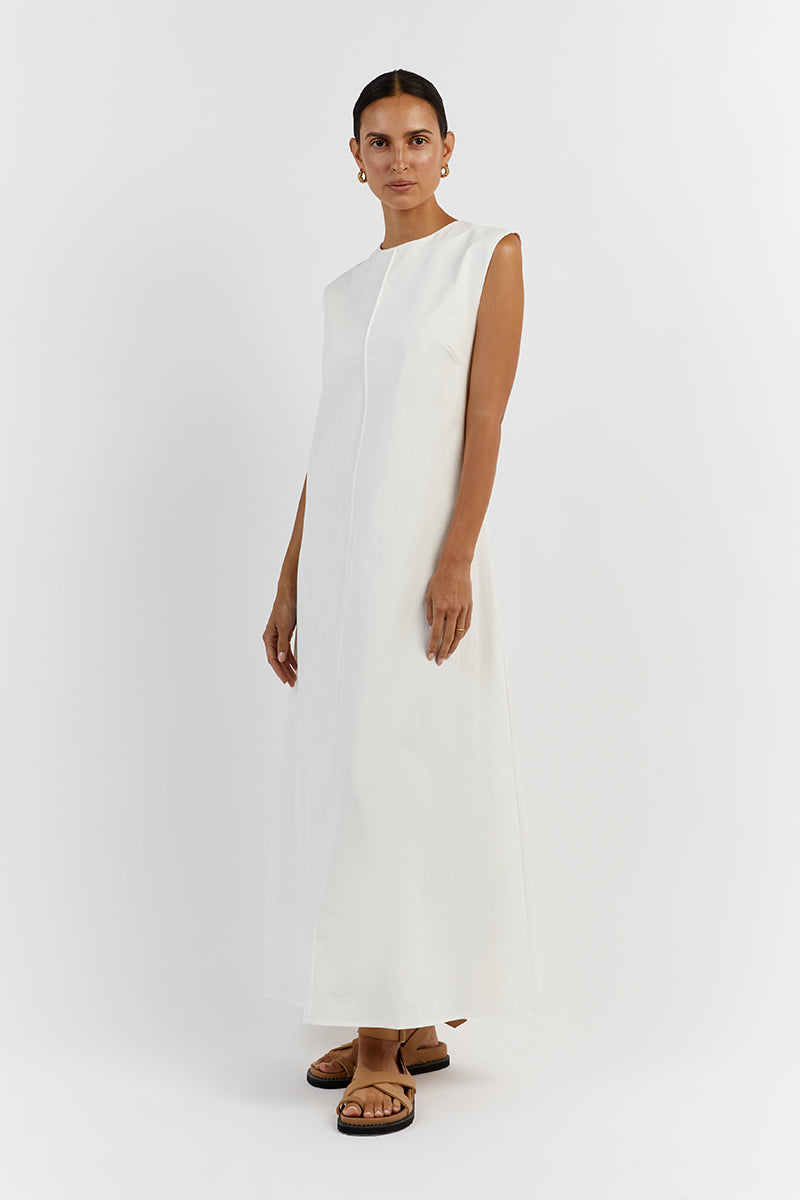 MAGGIE WHITE COTTON MIDI DRESS