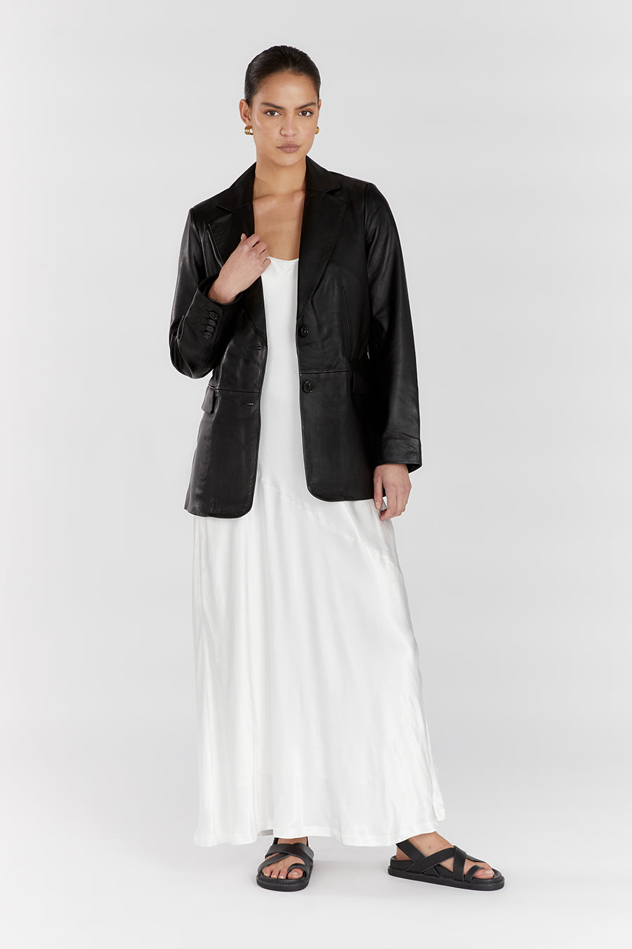 MILO BLACK LEATHER BLAZER
