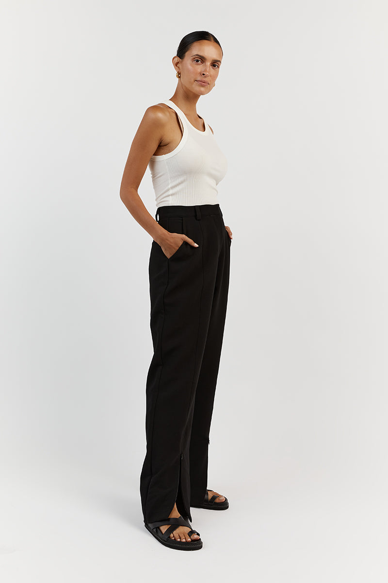 ROWAN BLACK STRAIGHT LEG SPLIT PANT