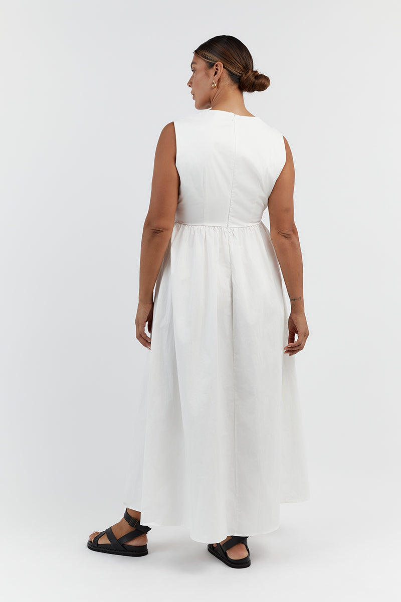 RAMSEY WHITE COTTON MIDI DRESS