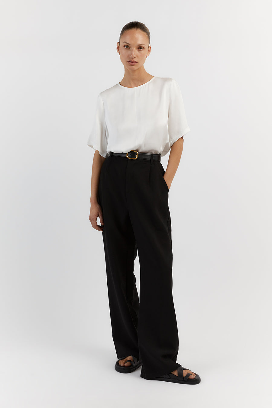 LAYLA WHITE SILK TEE