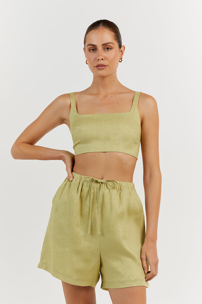 PENNY LIME LINEN CROP TOP