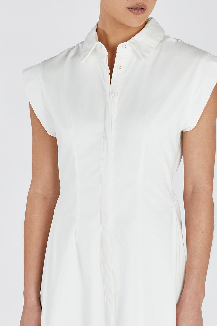 LAUREN WHITE COTTON MIDI DRESS