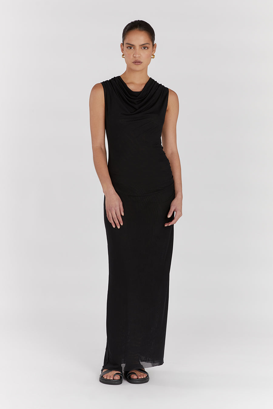 TATE BLACK MESH SLEEVELESS DRESS