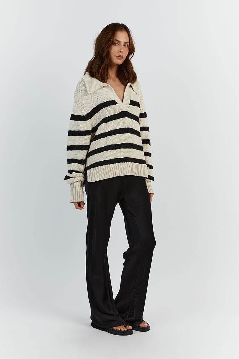 COLBIE BLACK AND STONE KNIT JUMPER