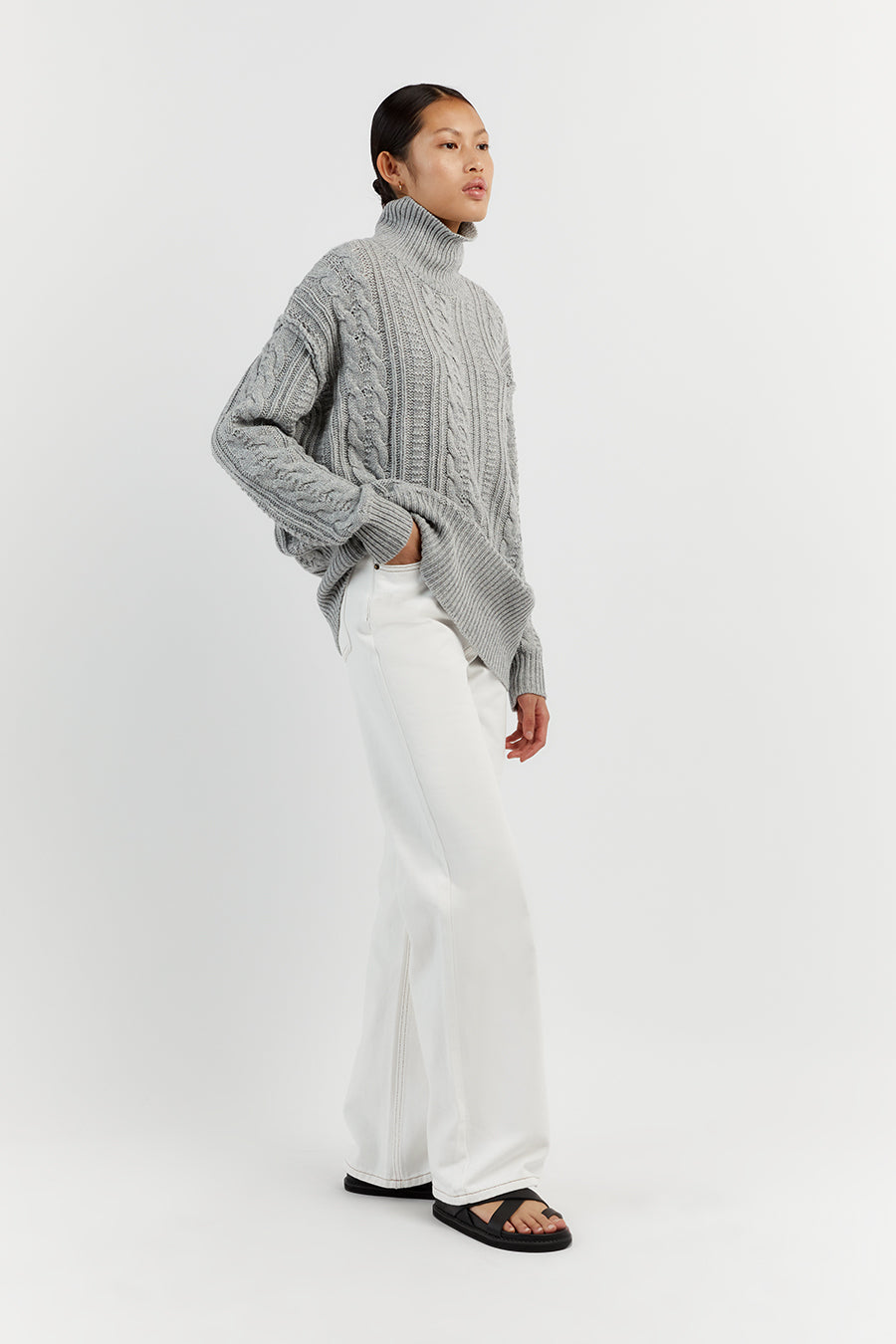MARA GREY MARLE CABLE KNIT JUMPER