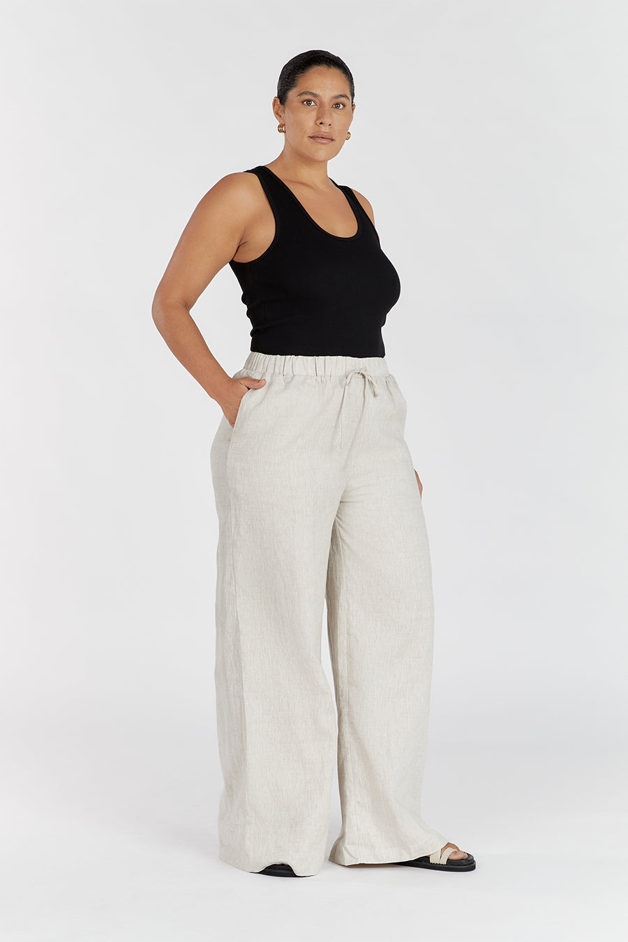 GINA NATURAL LINEN WAIST PANT