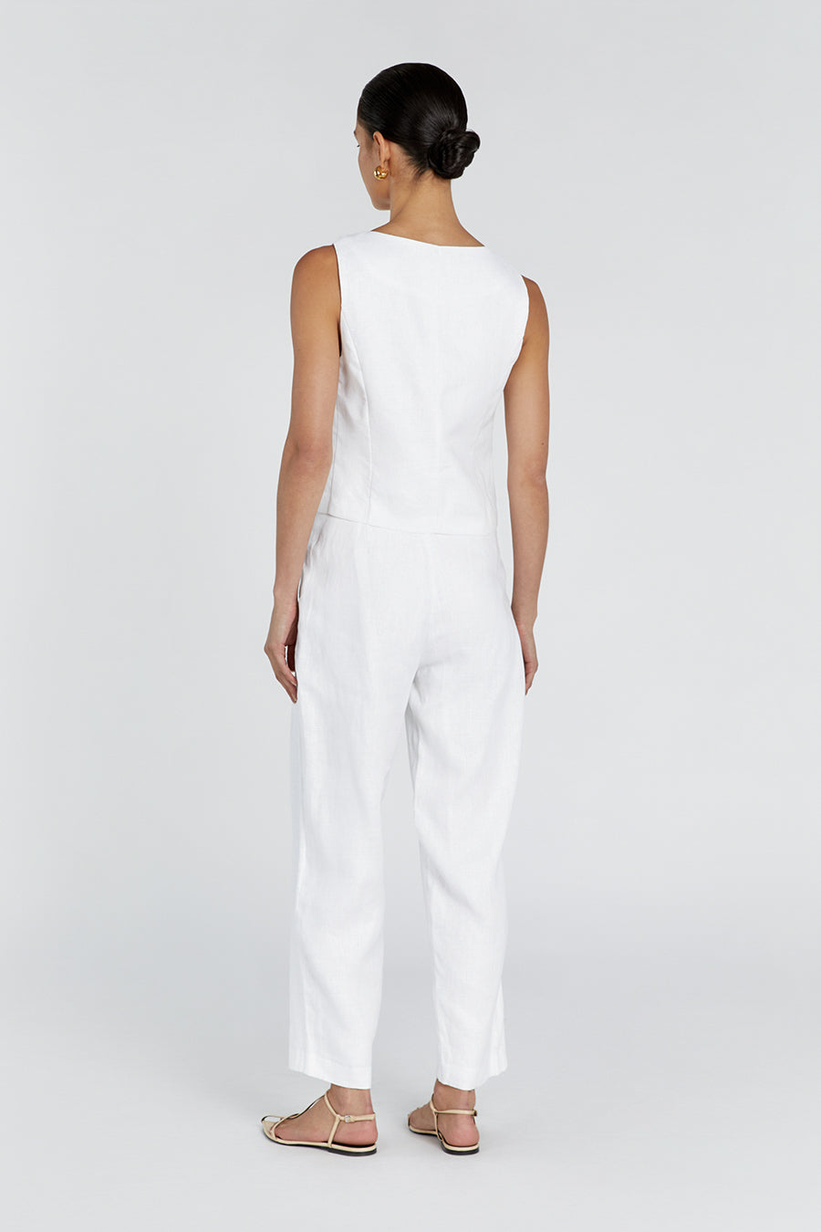 RYAN  WHITE  LINEN TAPERED PANT