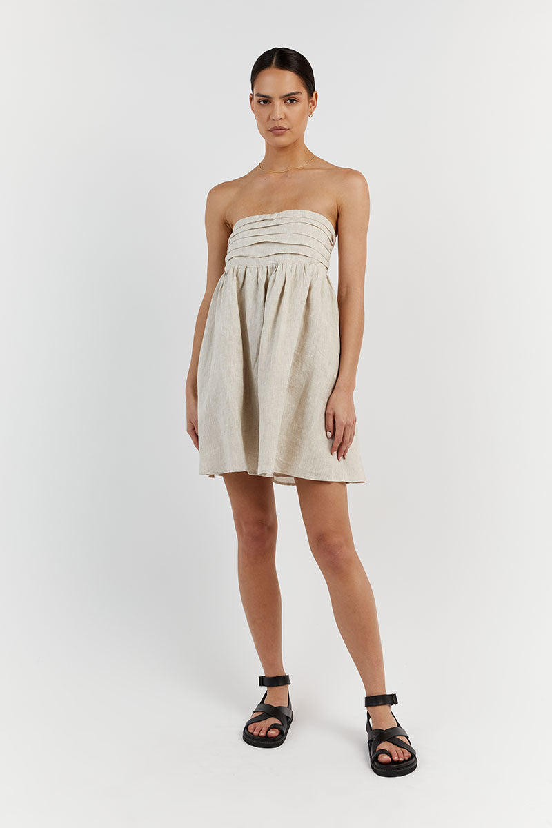 LEXI NATURAL LINEN MINI DRESS