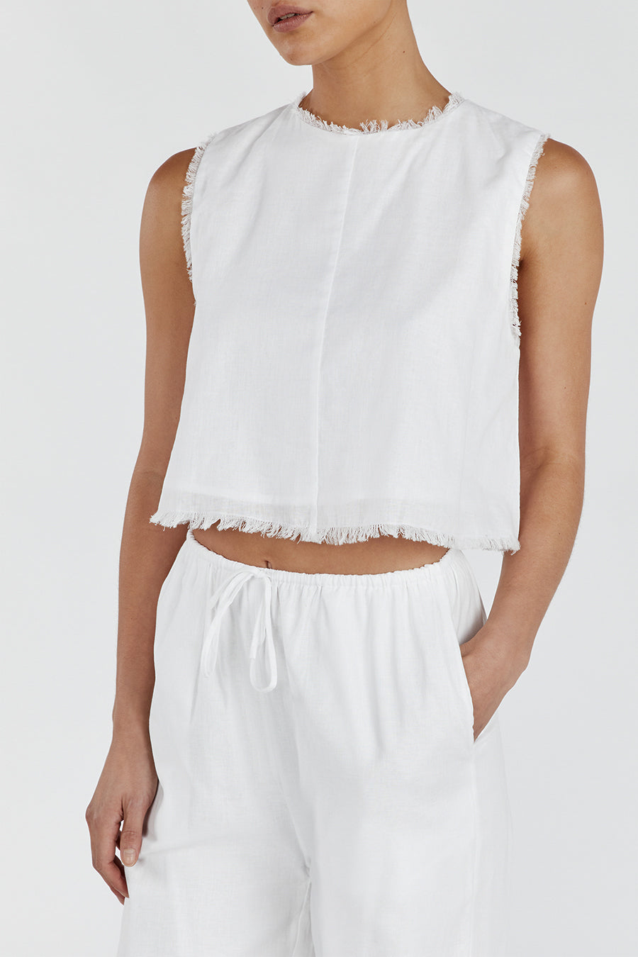 NOVA WHITE LIGHT WEIGHT LINEN TOP