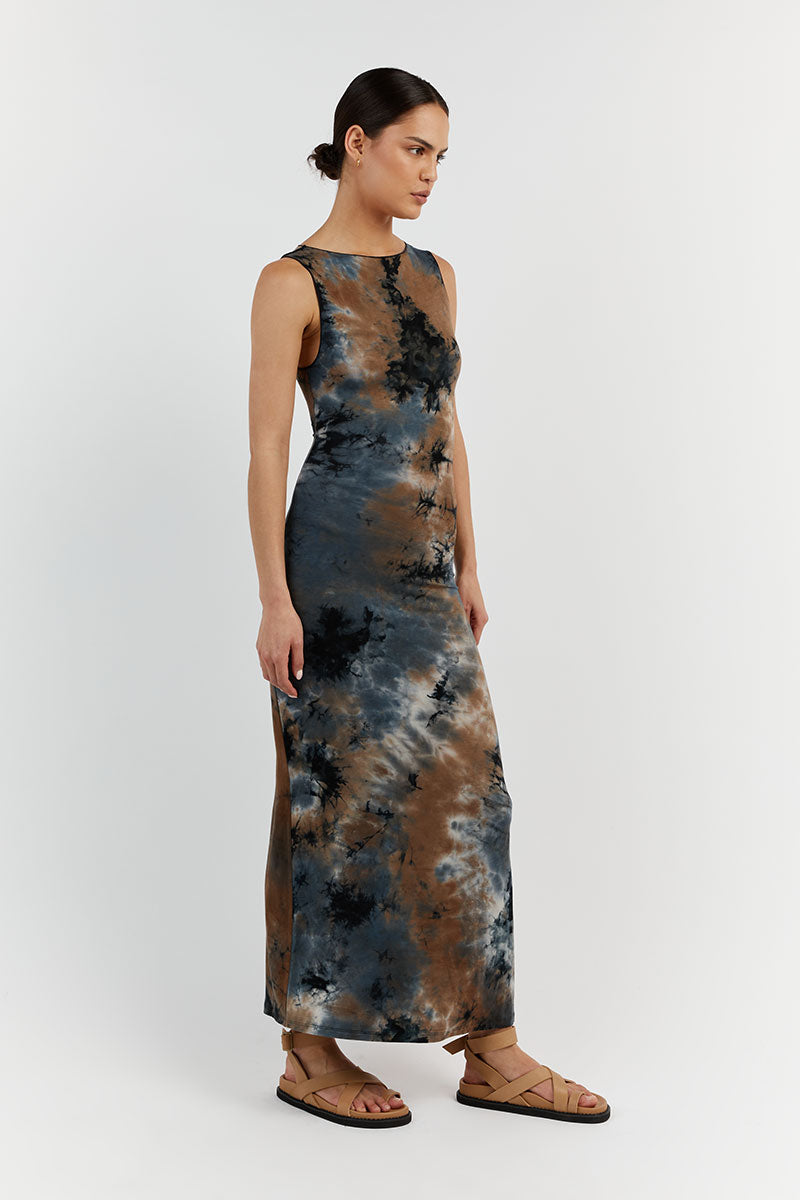 MILLEN BLUE TIE DYE MIDI DRESS
