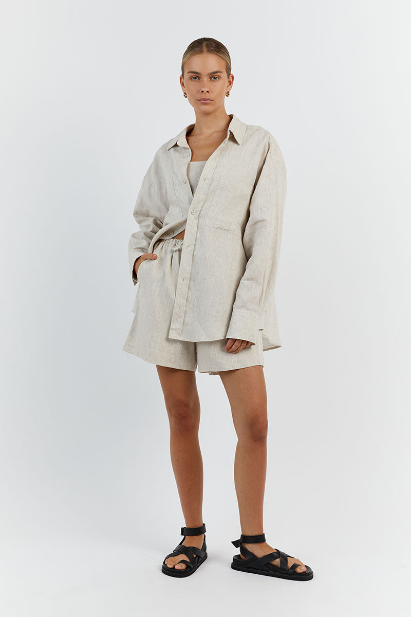 HAZEL NATURAL LINEN JOGGER SHORT