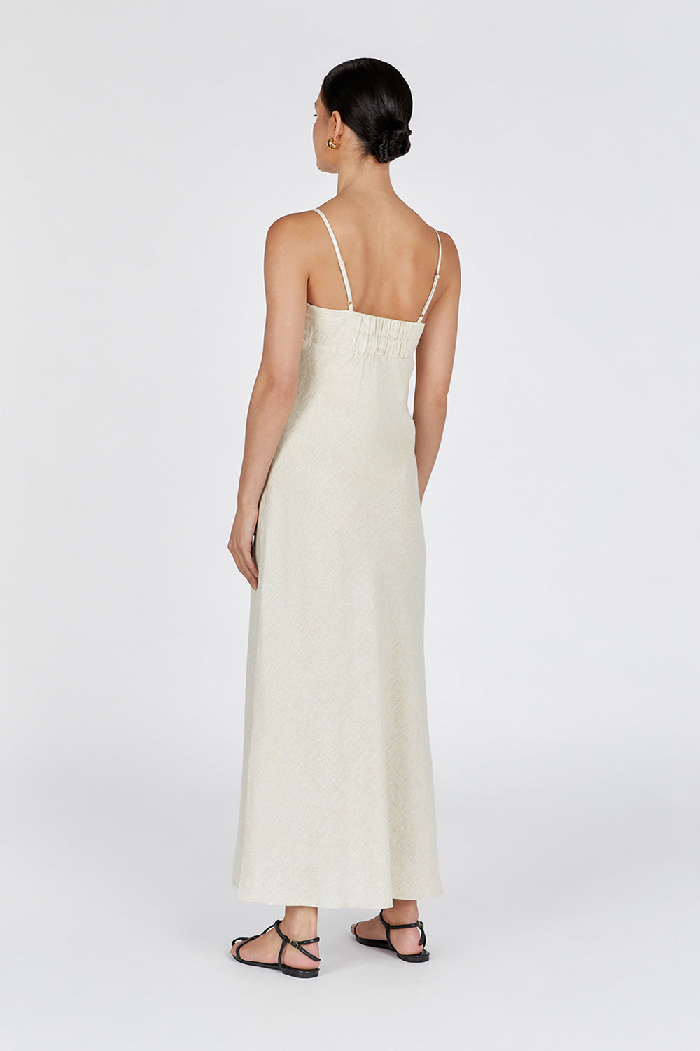 LUCIA NATURAL LINEN MIDI DRESS