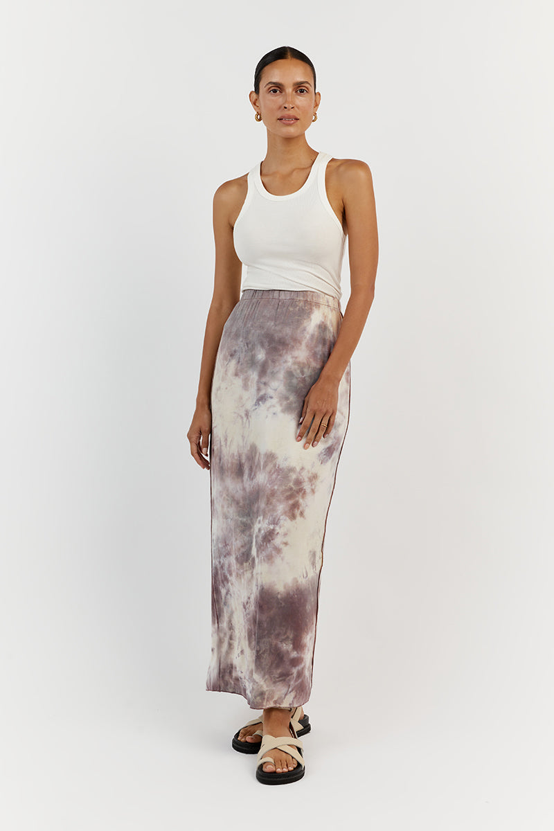 COCO MAUVE TIE DYE MIDI SKIRT