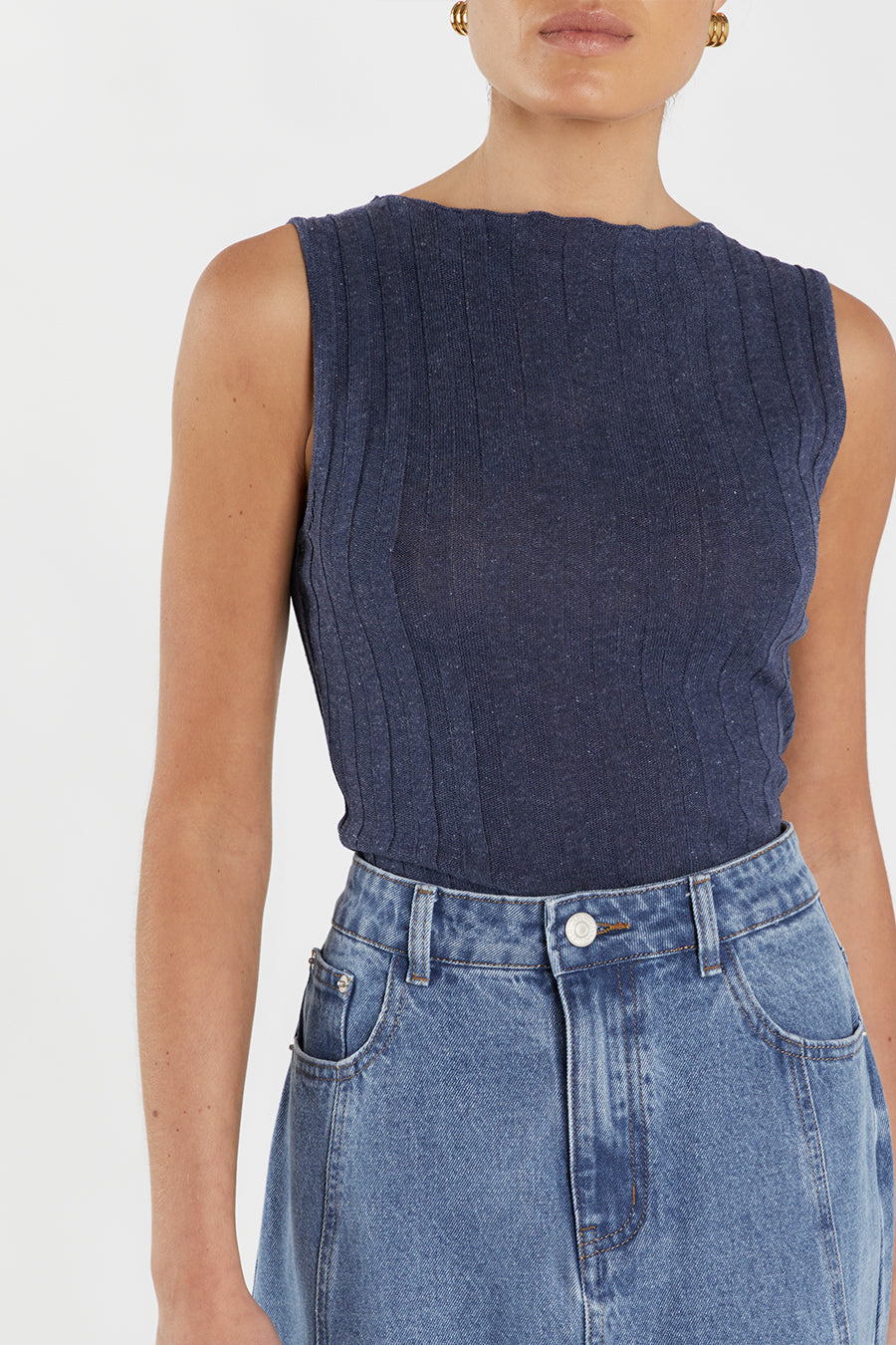 GOLDIE INDIGO MARLE BOAT NECK TANK