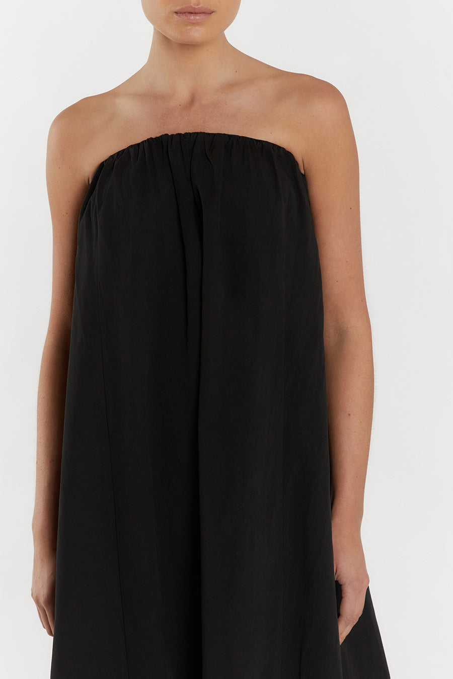 JULES BLACK STRAPLESS COTTON MAXI DRESS