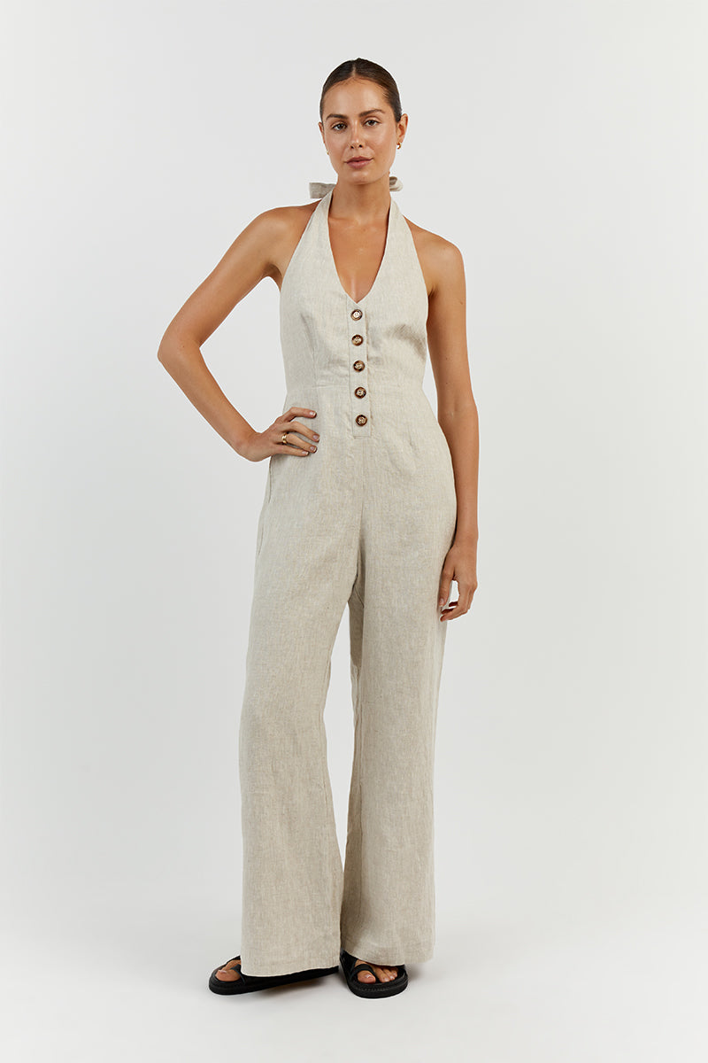 LOGAN NATURAL LINEN JUMPSUIT